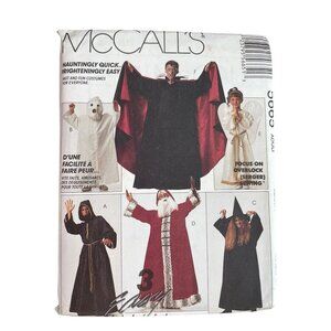 McCalls 5665 Adult Size Costumes Pattern Wizard Ghost Santa Witch Angel Dracula